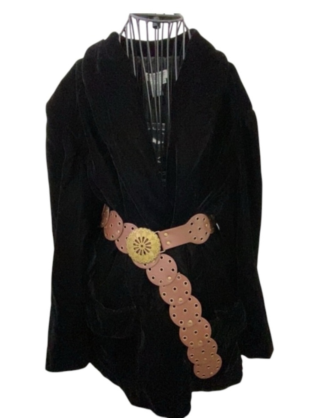 Black Velvet Blazer with Triangle Button Size 22W